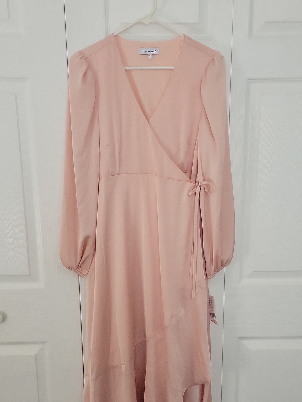 Motherhood Maternity Blush Pink Wrap Midi Dress with Waist Tie